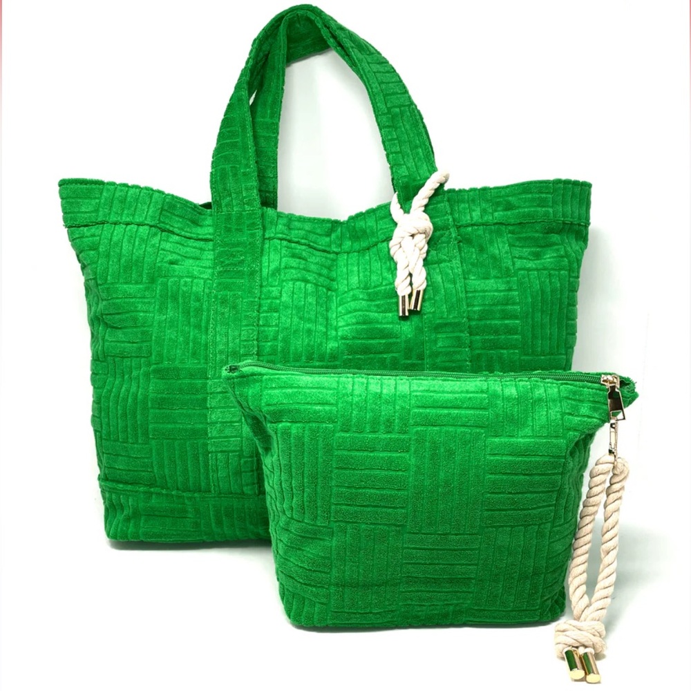 BETTE Los Angeles Lima Green Terry Weekender Set with Waterproof Clutch